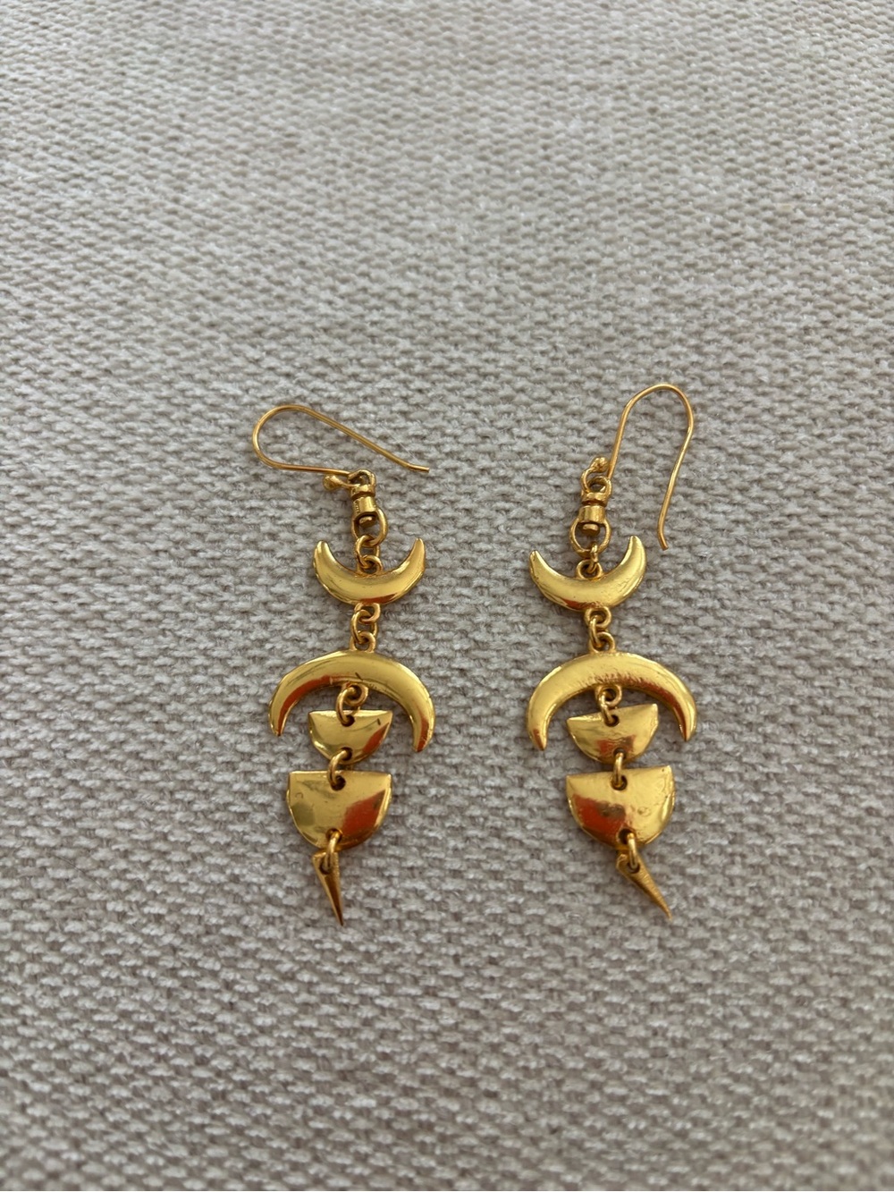 Trendy boutique Gold Crescent Stack Drop Earrings